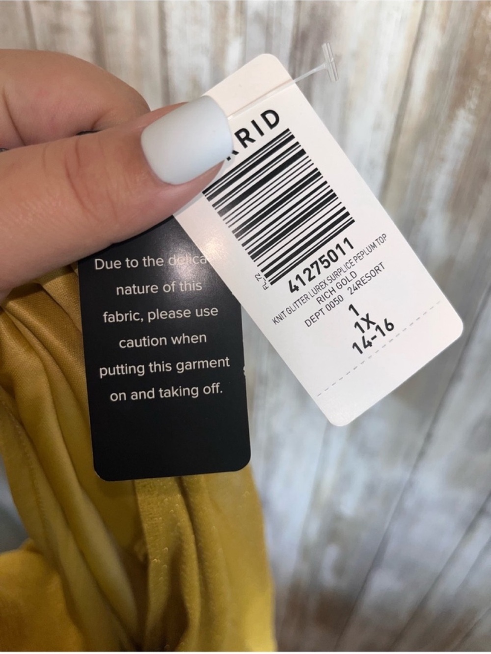 Torrid Gold Metallic Glitter Surplice Wrap Peplum Top 1X NWT - Picture 8 of 8